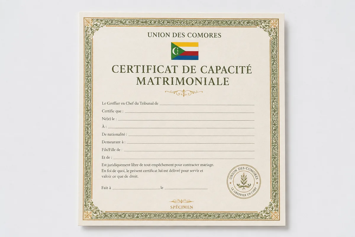 Certificat de Capacité Matrimoniale