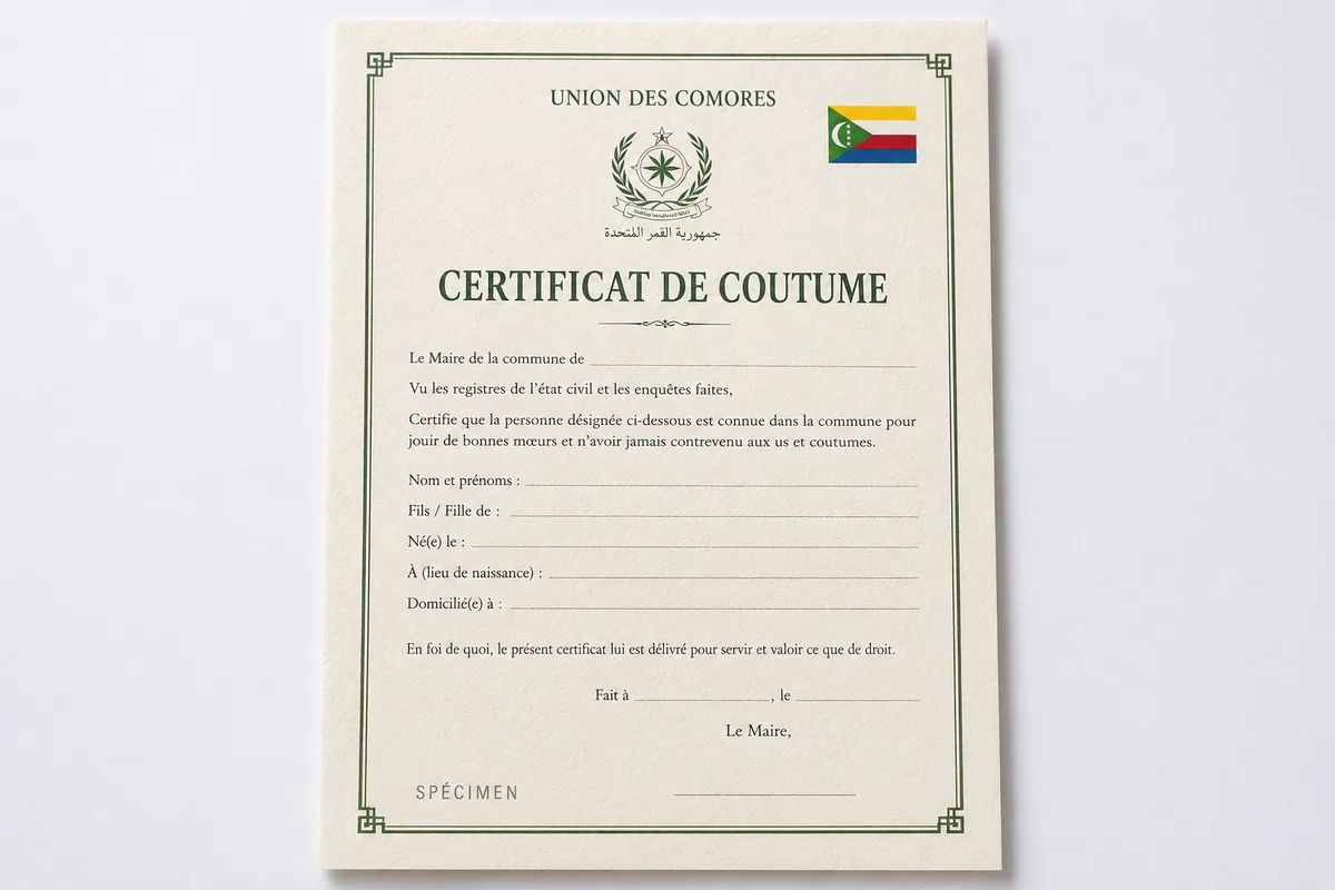 Certificat de Coutume