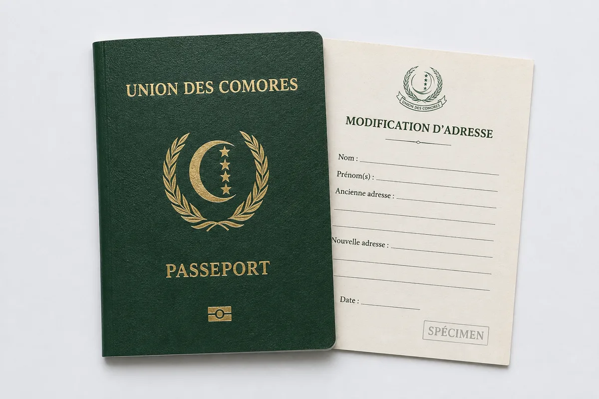 Passeport Modification d'adresse — Comores